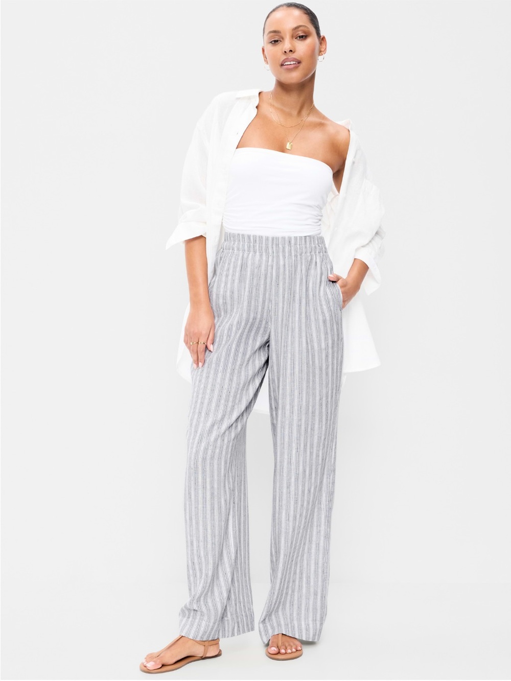 Old Navy Wide Leg Blue and White Striped Pants